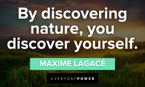“By discovering nature, you discover yourself.” - Maxime Lagacé Forest Quotes to discover yourself