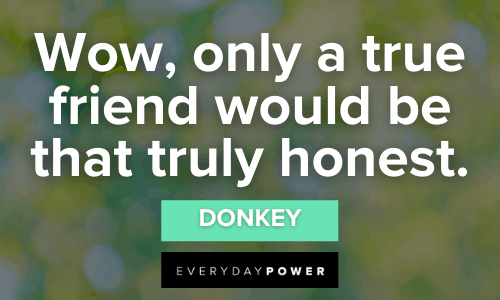 “Wow, only a true friend would be that truly honest.” -Donkey Shrek Quotes about true friends