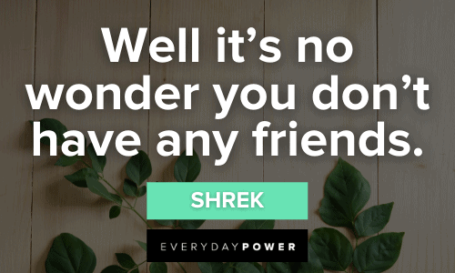 “Well it's no wonder you don't have any friends.” - Shrek Shrek quotes will entertain you