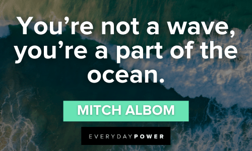 “You're not a wave, you're a part of the ocean.” - Mitch Albom Waves Quotes about oceans