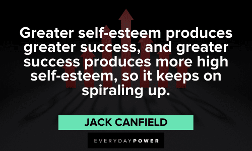 "Greater self-esteem produces greater success, and greater success produces more high self-esteem, so it keeps on spiraling up." - Jack Canfield Jack Canfield Quotes about self esteem