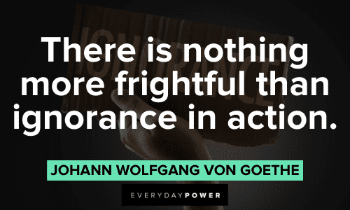 "There is nothing more frightful than ignorance in action." - Johann Wolfgang von Goethe Goethe Quotes about ignorance