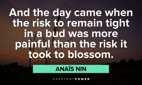 “And the day came when the risk to remain tight in a bud was more painful than the risk it took to blossom.” ― Anaïs Nin Personal Growth Quotes to inspire you