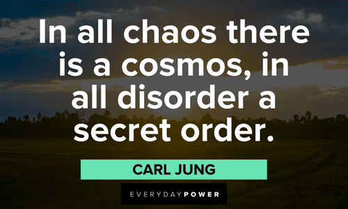 "In all chaos there is a cosmos, in all disorder a secret order." – Carl Jung Carl Jung quotes about cosmos