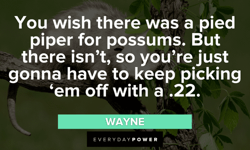 “You wish there was a pied piper for possums. But there isn’t, so you’re just gonna have to keep picking ‘em off with a .22.” — Wayne funny Letterkenny quotes
