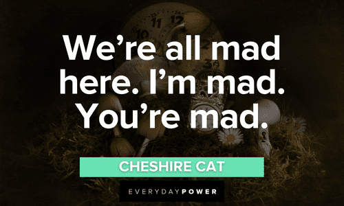 “We’re all mad here. I’m mad. You’re mad.” - Cheshire Cat. Alice in Wonderland Quotes and lines from the cheshire cat