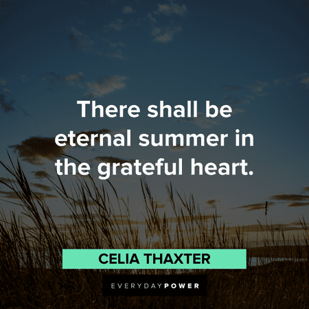 “There shall be eternal summer in the grateful heart.” – Celia Thaxter inspirational August quotes that will make your day