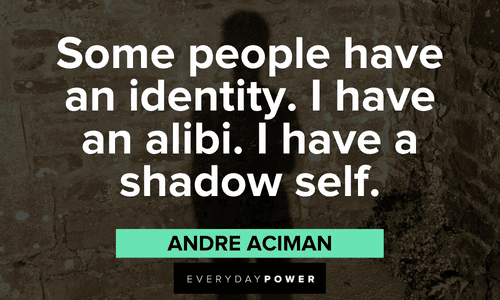 “Some people have an identity. I have an alibi. I have a shadow self.” — Andre Aciman shadow self quotes