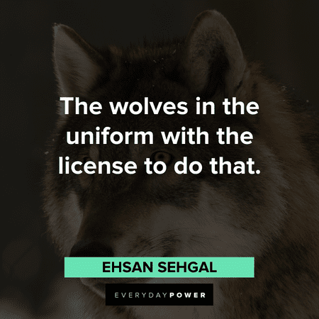 “The wolves in the uniform with the license to do that.” - Ehsan Sehgal sarcastic Wolf Quotes