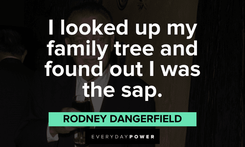 "I looked up my family tree and found out I was the sap." - Rodney Dangerfield Rodney Dangerfield quotes about his family tree