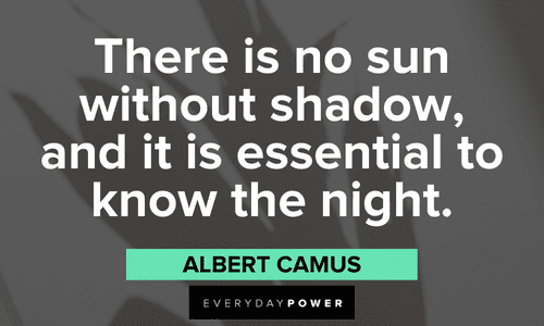 “There is no sun without shadow, and it is essential to know the night.” — Albert Camus