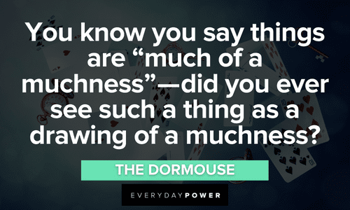 “You know you say things are “much of a muchness” — did you ever see such a thing as a drawing of a muchness?’ - The Dormouse Alice in Wonderland Quotes about muchness