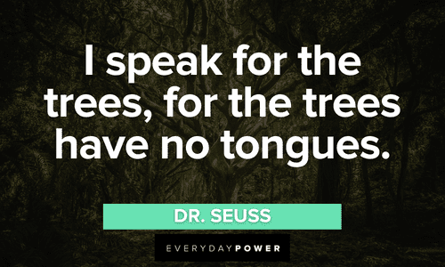 I speak for the trees, for the trees have no tongues.” - Dr. Seuss short Forest quotes about the trees