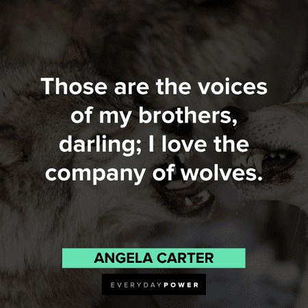 “Those are the voices of my brothers, darling; I love the company of wolves.” - Angela Carter Wolf Quotes about loyalty