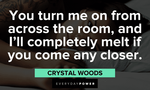“You turn me on from across the room, and I’ll completely melt if you come any closer.” – Crystal Woods Seduction quotes that will turn them own