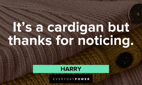 “It's a cardigan but thanks for noticing.” - Harry Dumb and Dumber quotes about cardigans