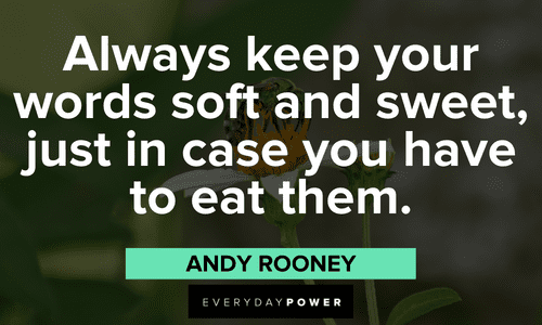 “Always keep your words soft and sweet, just in case you have to eat them.” - Andy Rooney meme quotes about eating your words