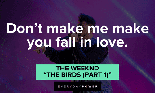 ”Don’t make me make you fall in love.” - The Weeknd, “The Birds (Part 1)” The Weeknd quotes about falling in love