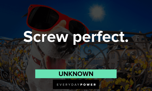 “Screw perfect.” — Unknown two-word quotes about perfection