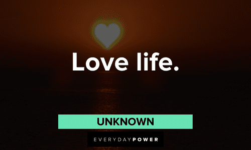 “Love life.” — Unknown two-word quotes about loving life