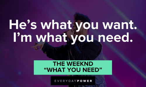 “He’s what you want. I’m what you need.” - The Weeknd, “What You Need” The Weeknd quotes and lyrics