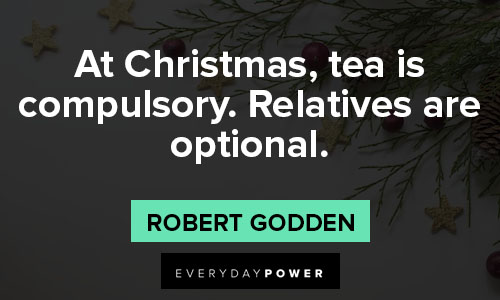 funny christmas quotes about at Christmas, tea is compulsory. Relatives are optional