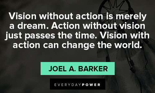 dream catcher quotes about Vision with action can change the world