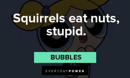 The Powerpuff Girls quotes about squirrels eat nuts, stupid